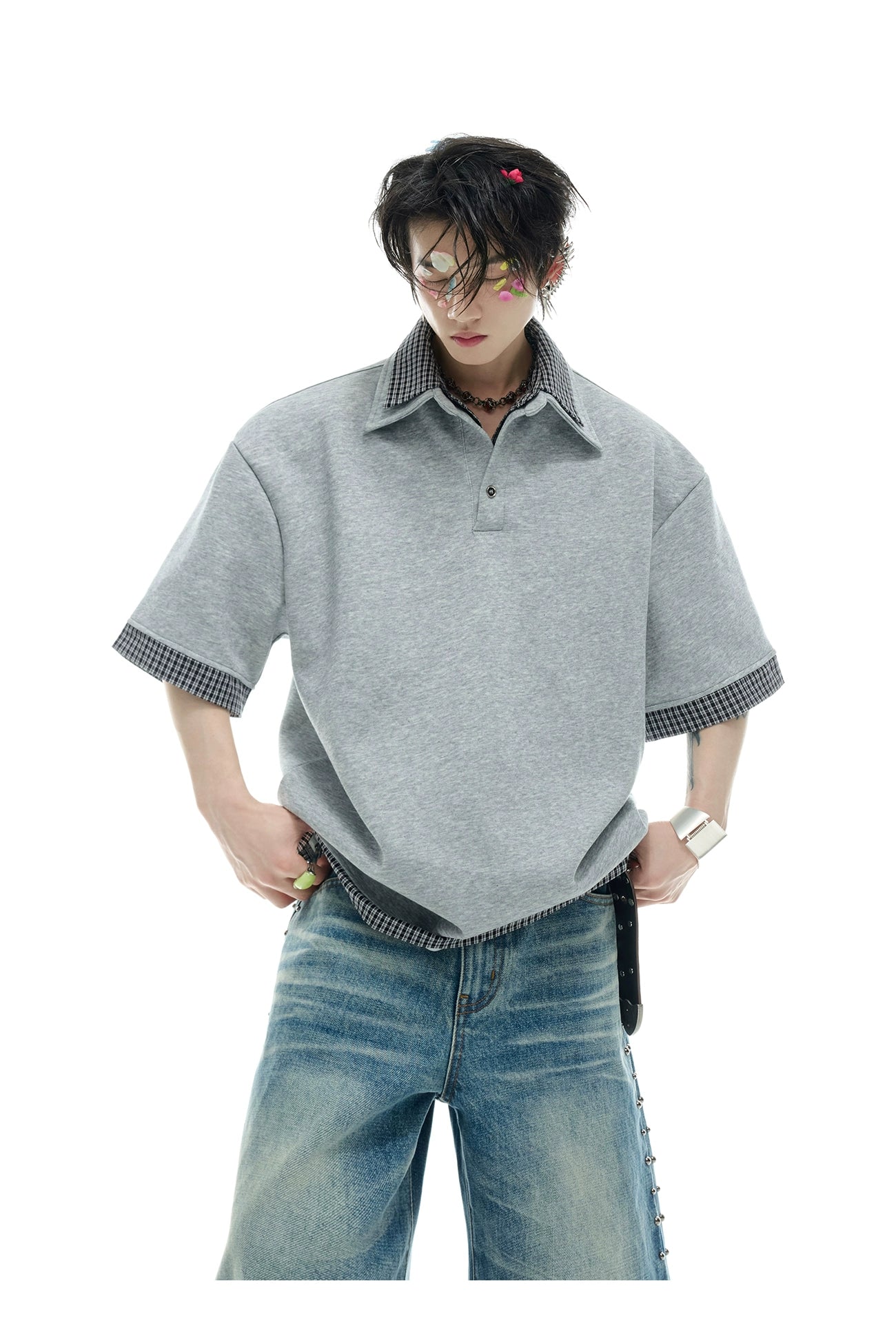 Crystal Trim Black Polo Shirt