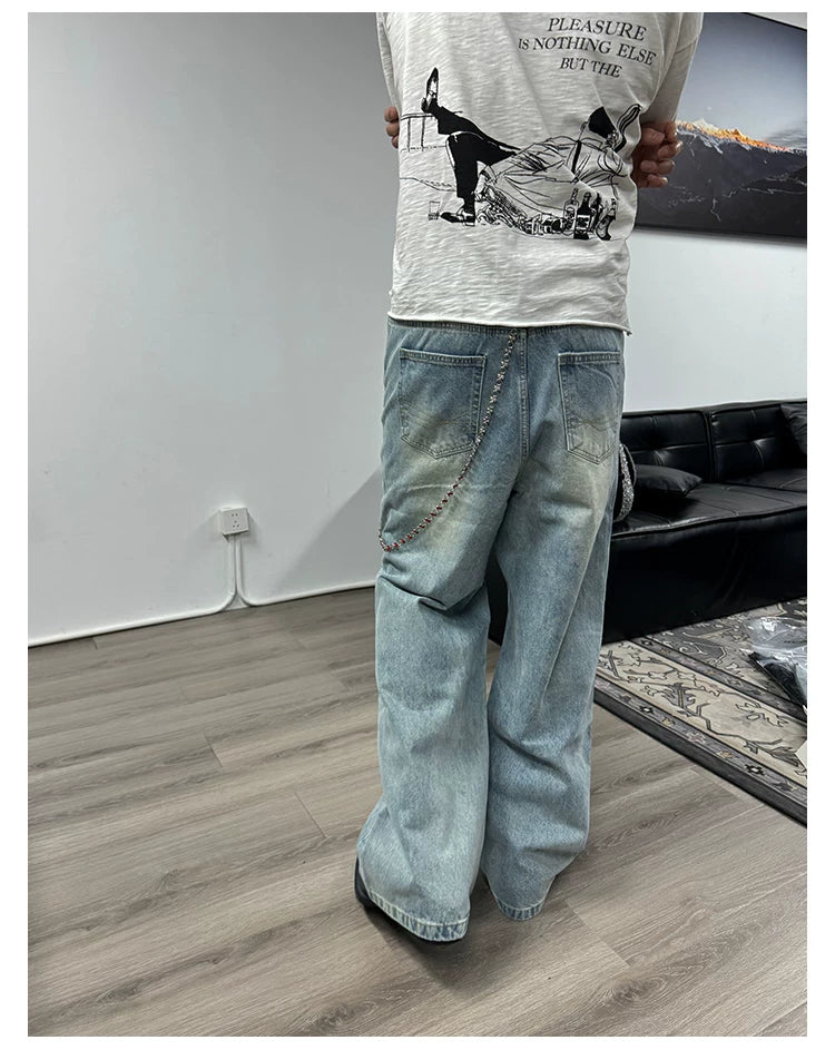 Wide-Leg Classical Wash Jeans