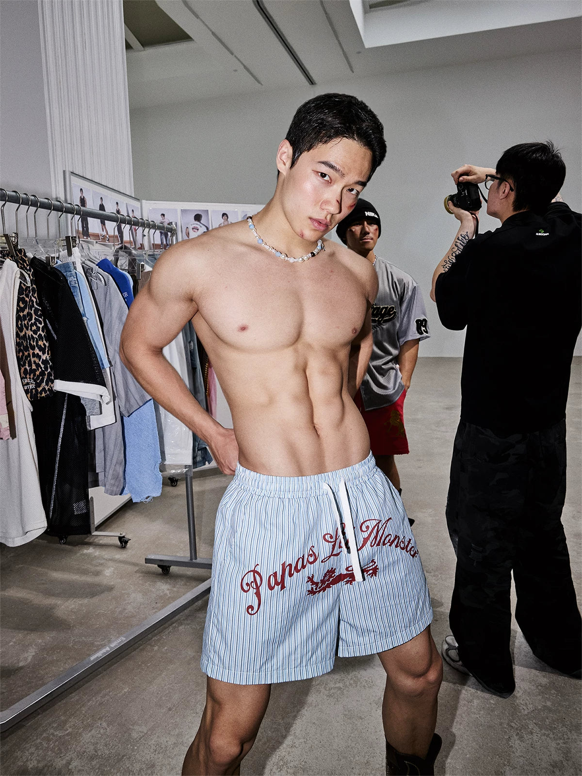 Sky Stripe Logo Shorts