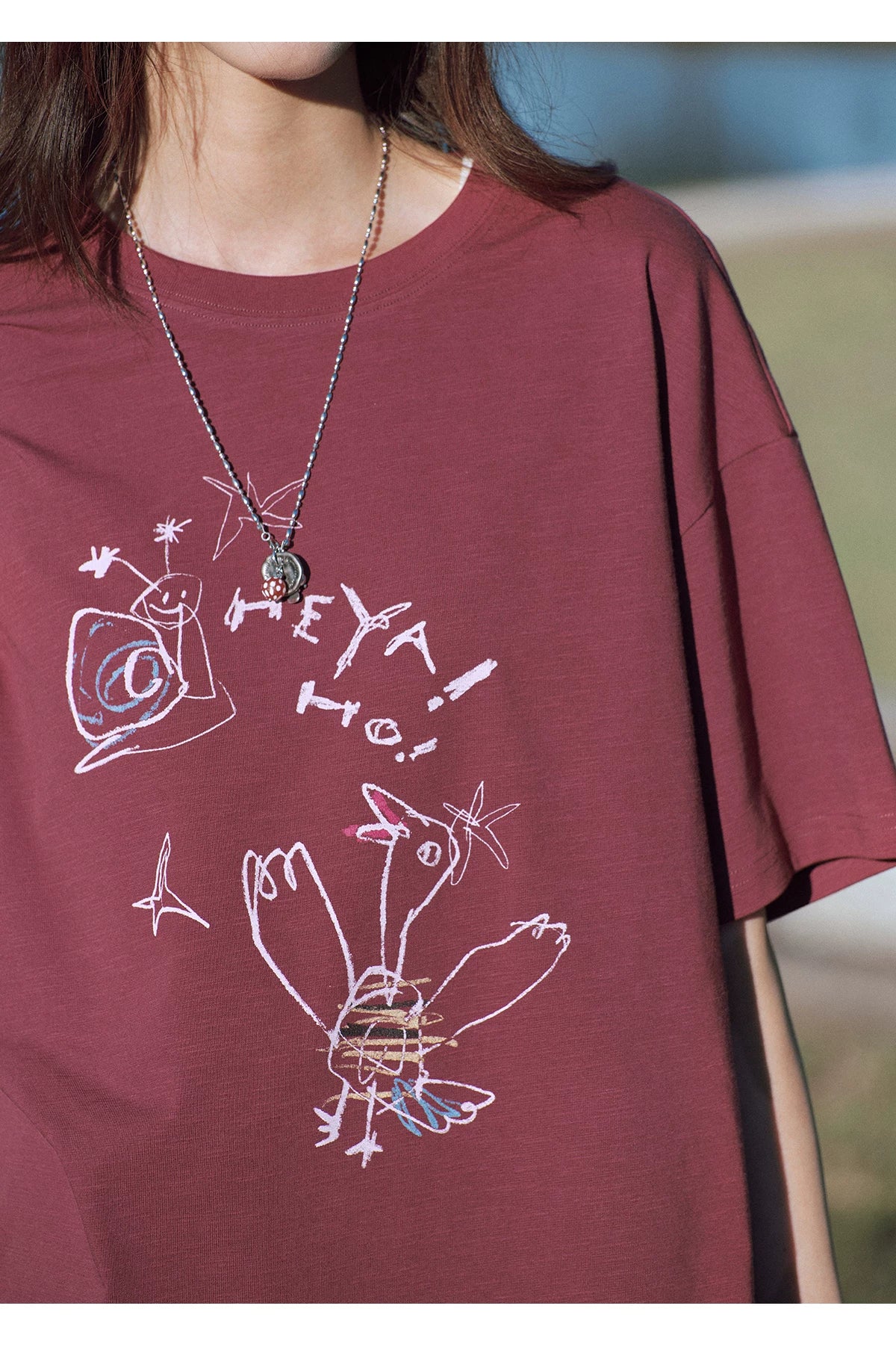 Abstract Bird Sketch Oversized T Shirt