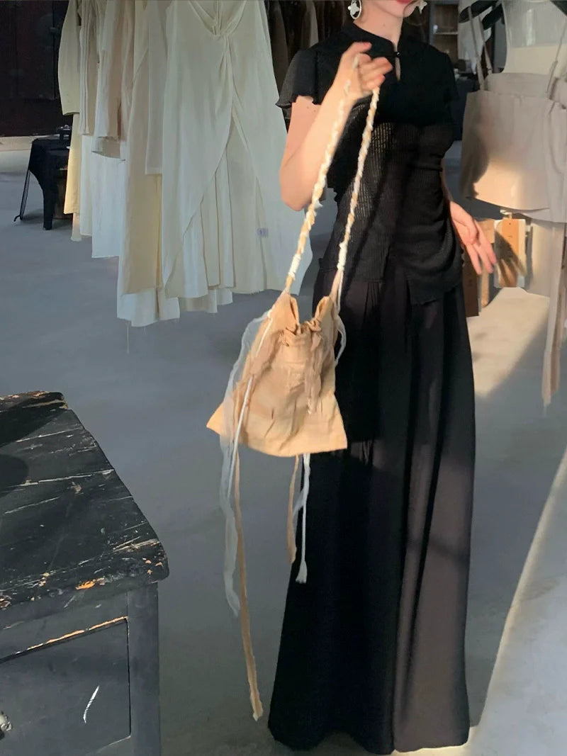 Chinese-Style Wide-Leg Palazzo Pants