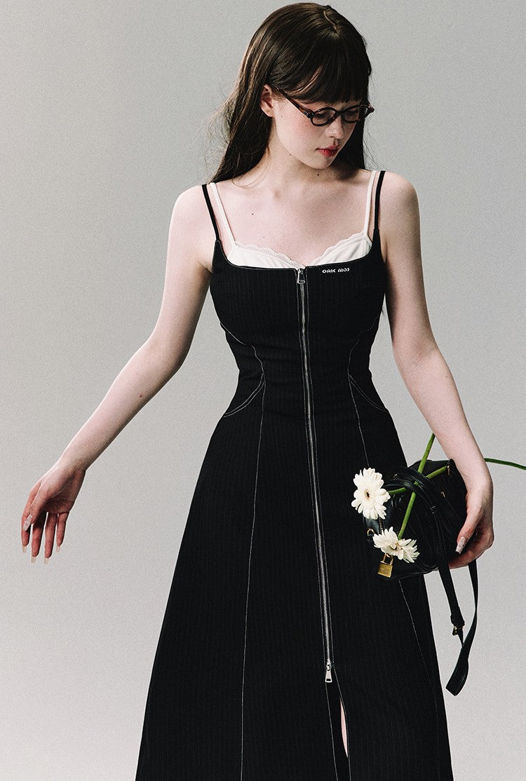 Zip Front Corset Midi Dress