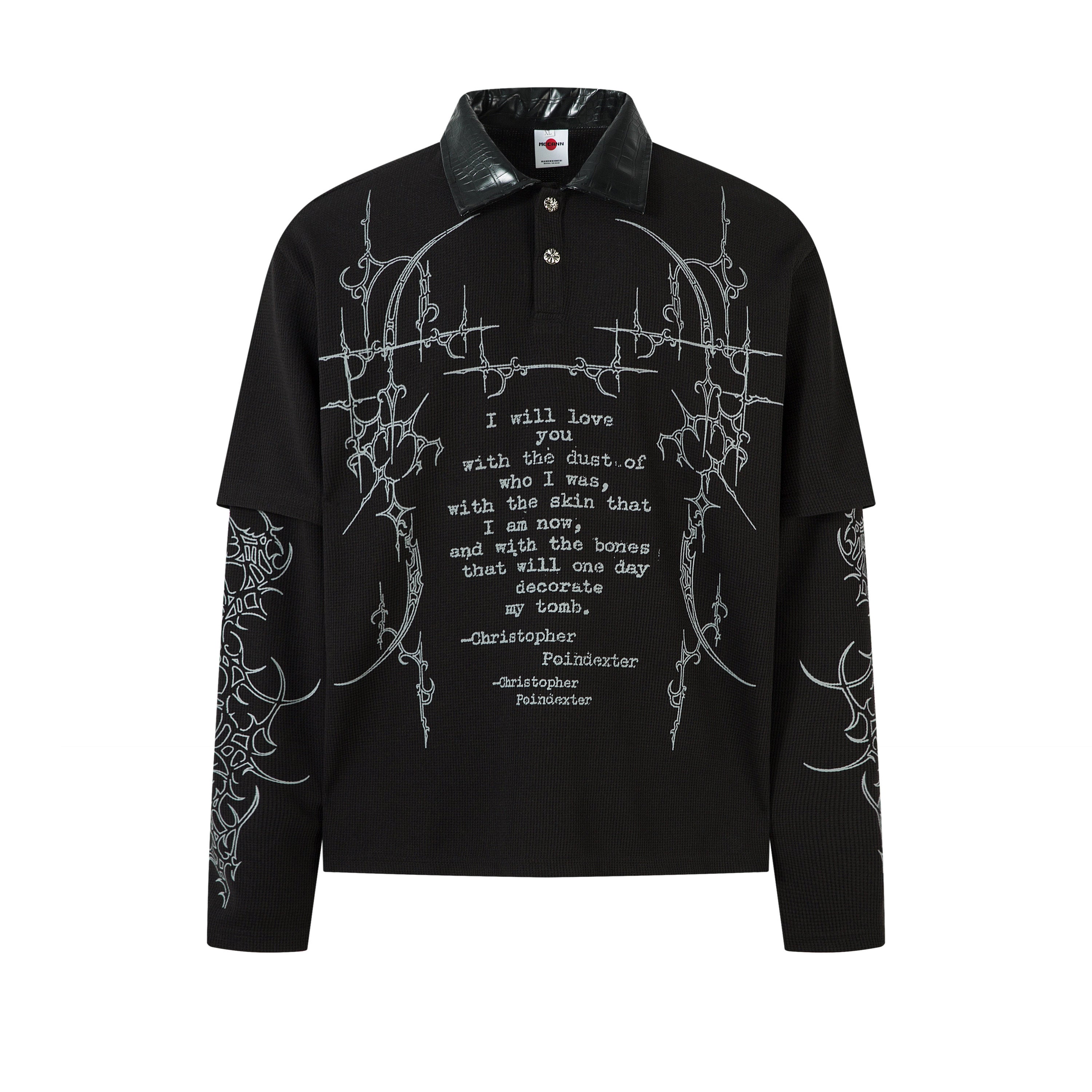 Men's Layered-Look Waffle Long-Sleeve Polo T-Shirt