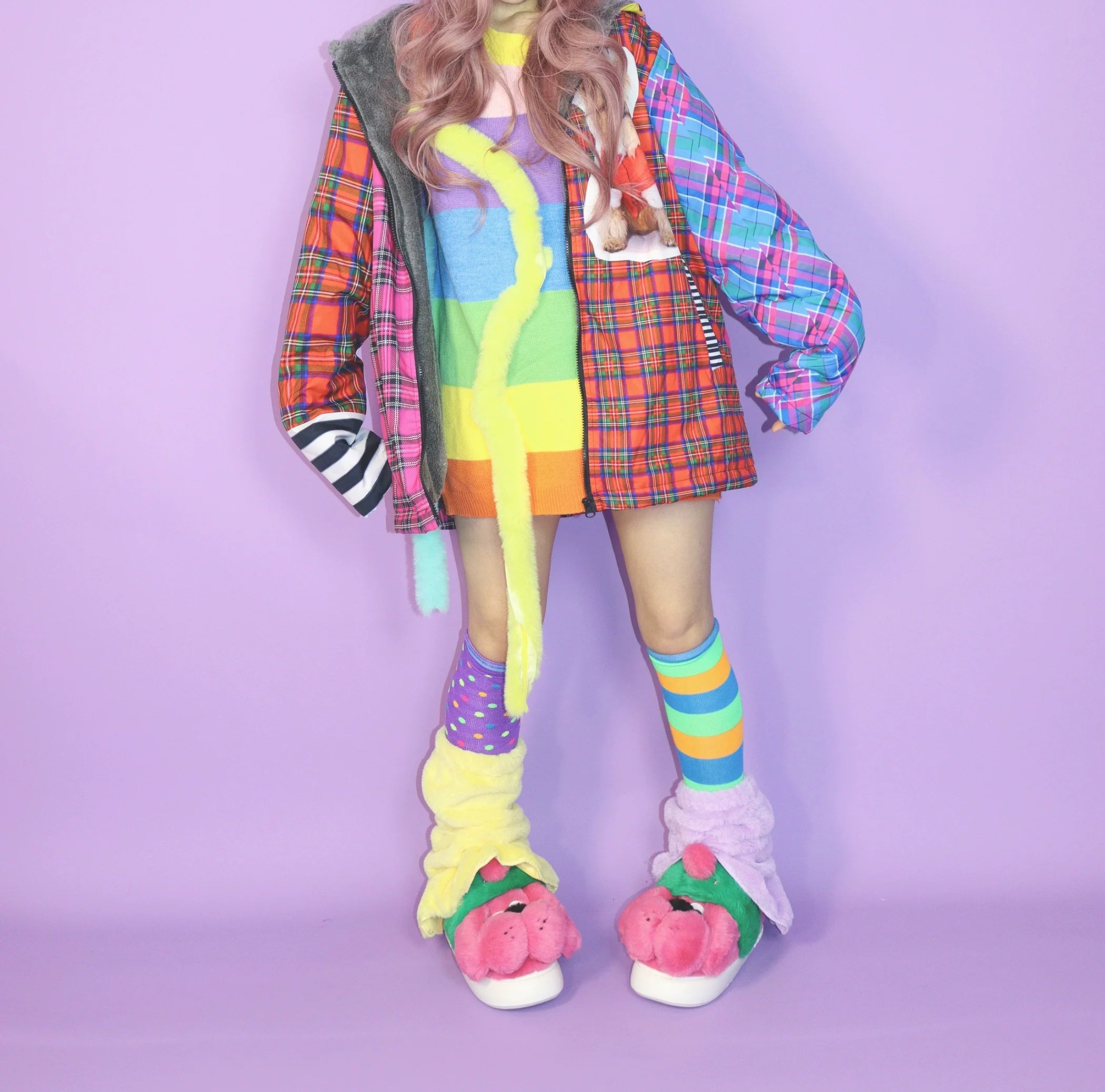 Kawaii Mismatched Rainbow Crew Socks