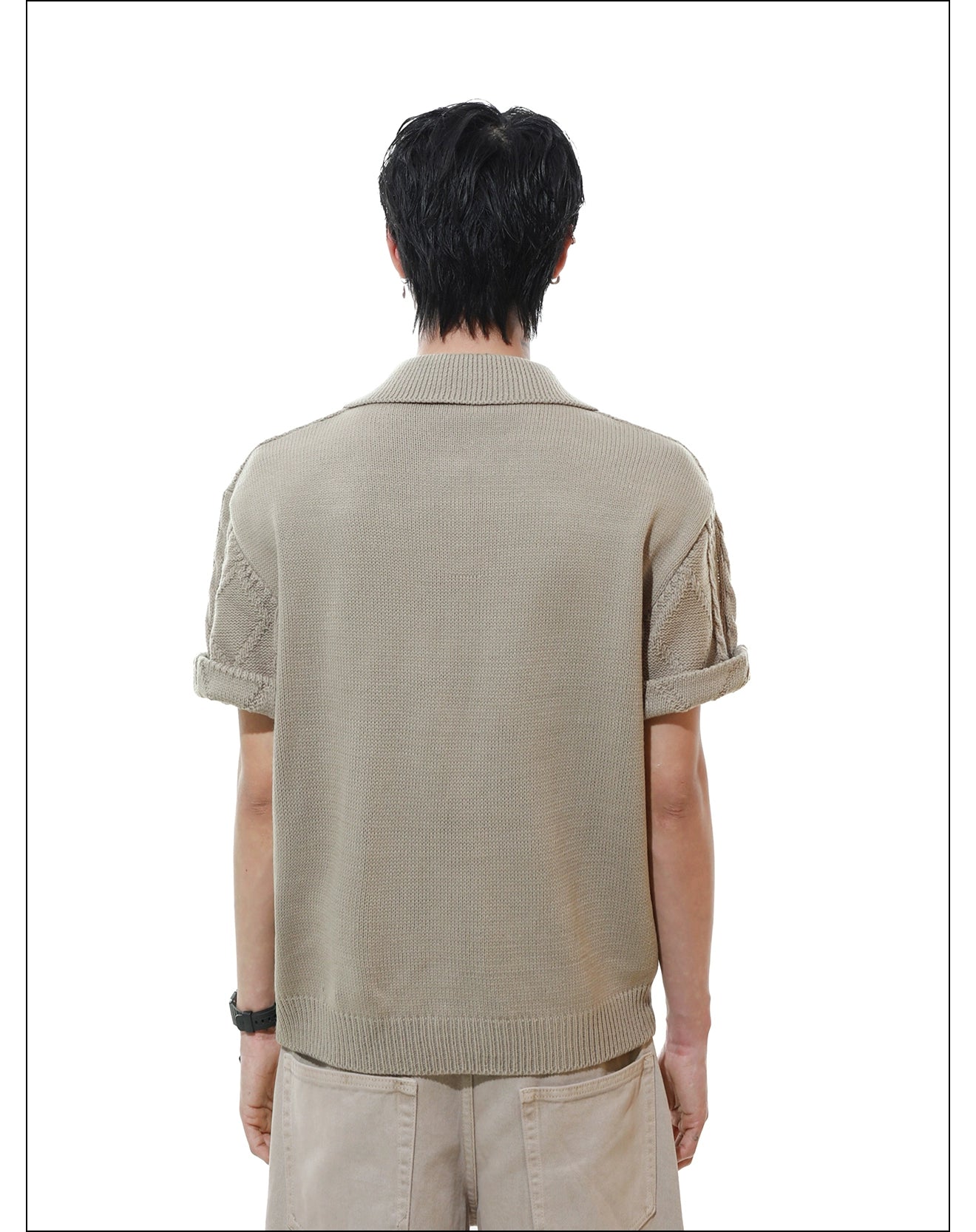 Sandstone Cable Knit Polo Tee