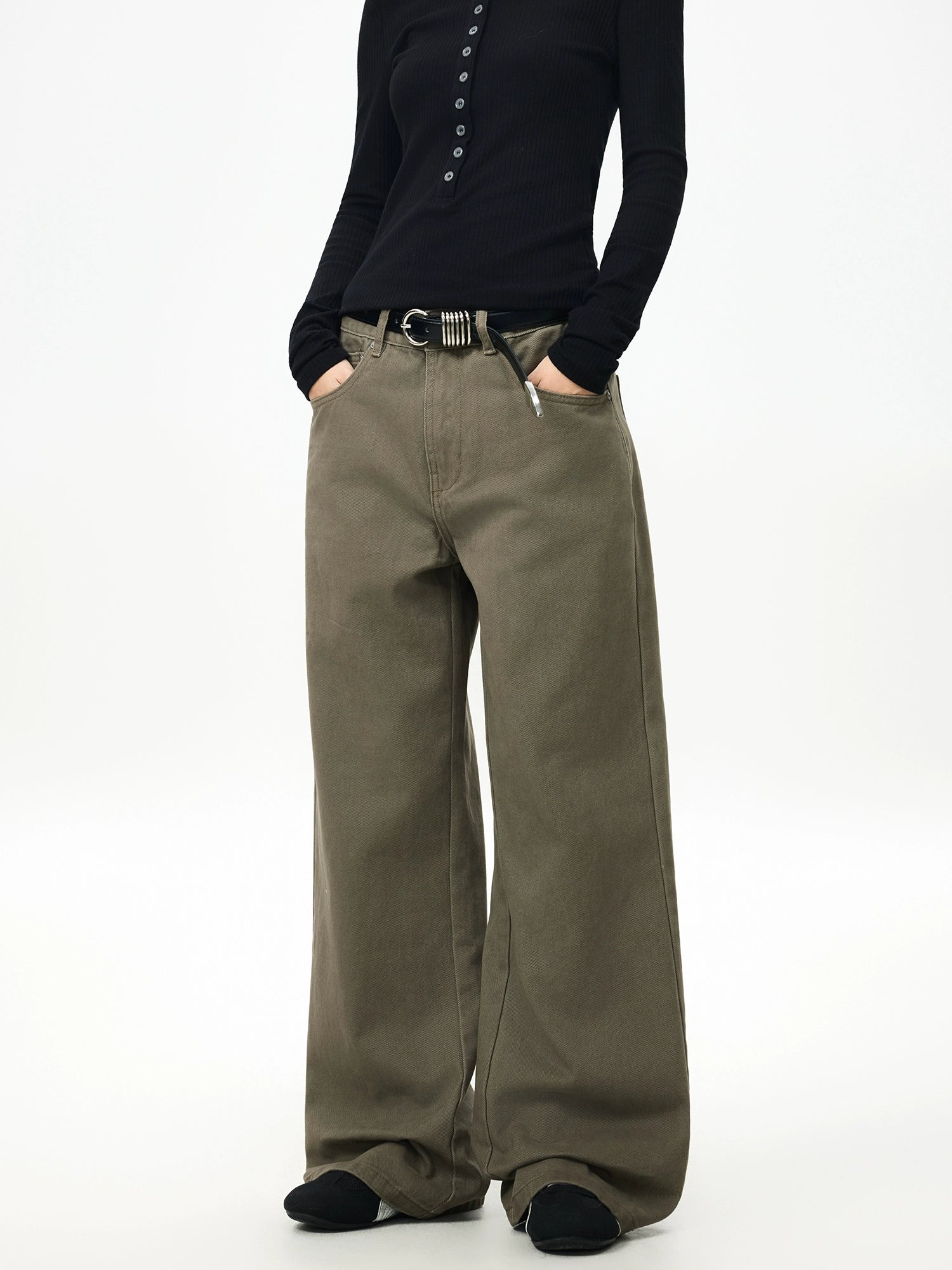 Olive Dune Wide-Leg Jeans