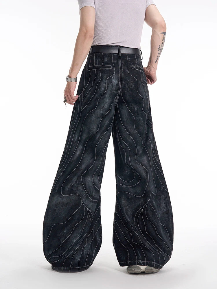 Topographic Denim Jacket and Pants Setup