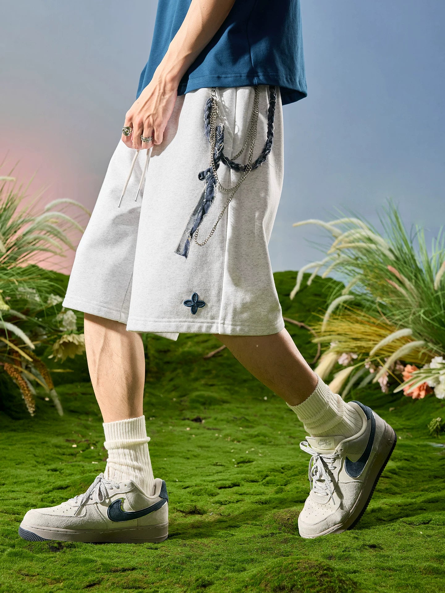 Clover Embroidered Lounge Sweat Shorts