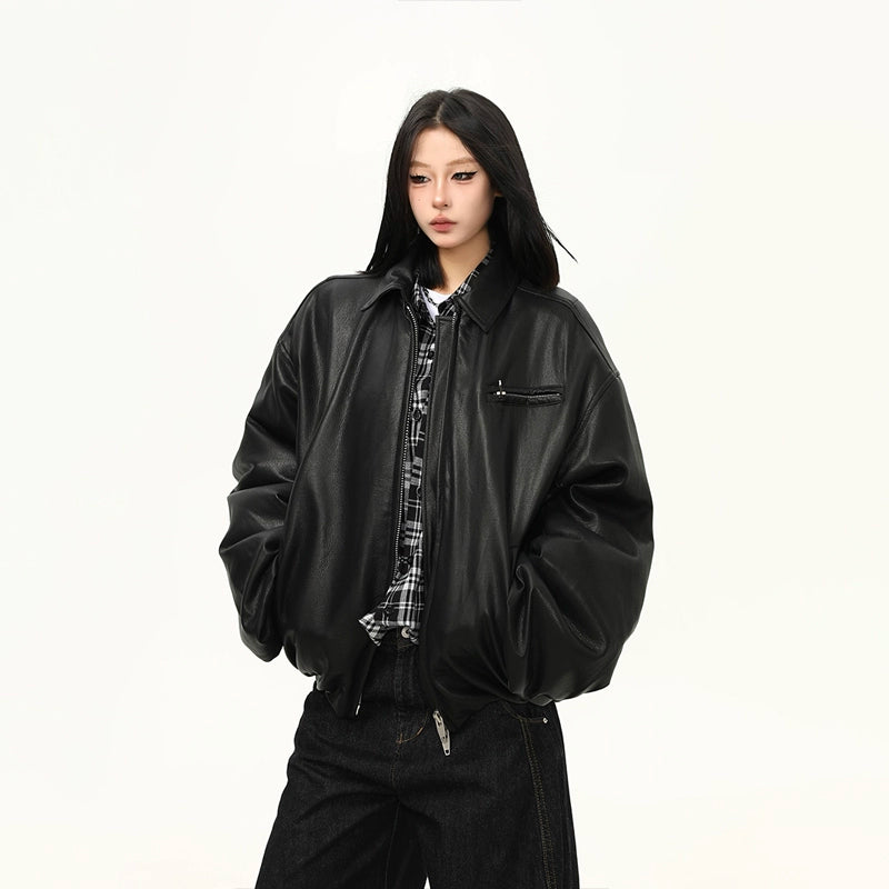 Midnight Drift Oversized Faux Leather Jacket