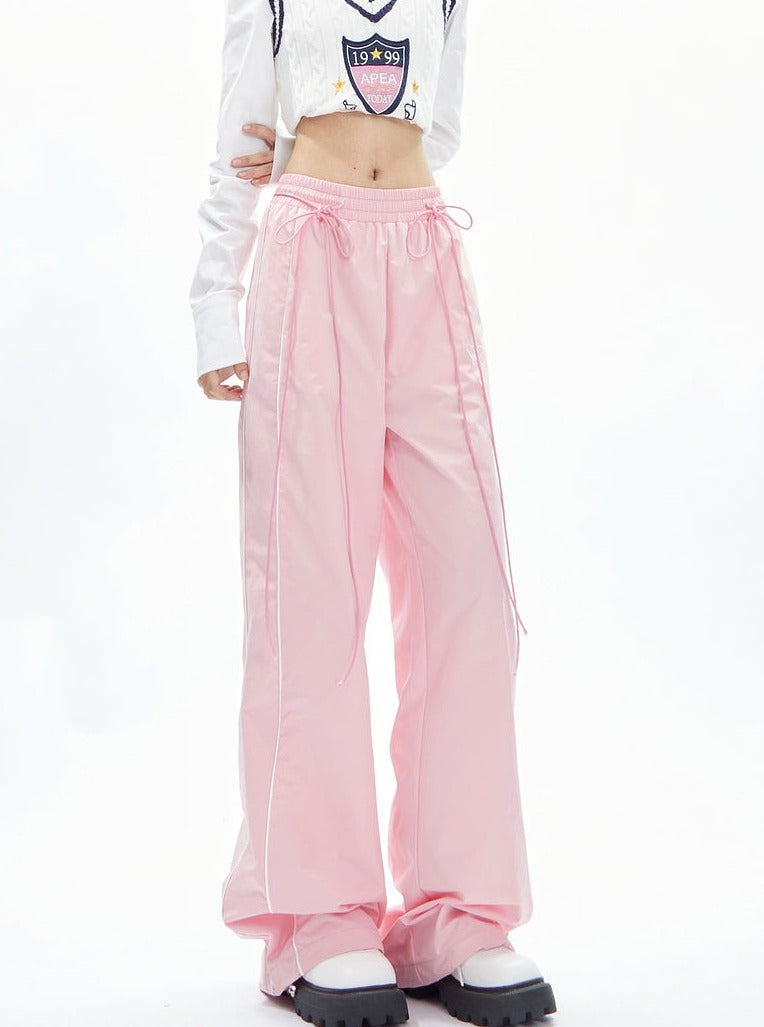 Bubblegum Breeze Drawstring Palazzo Pants