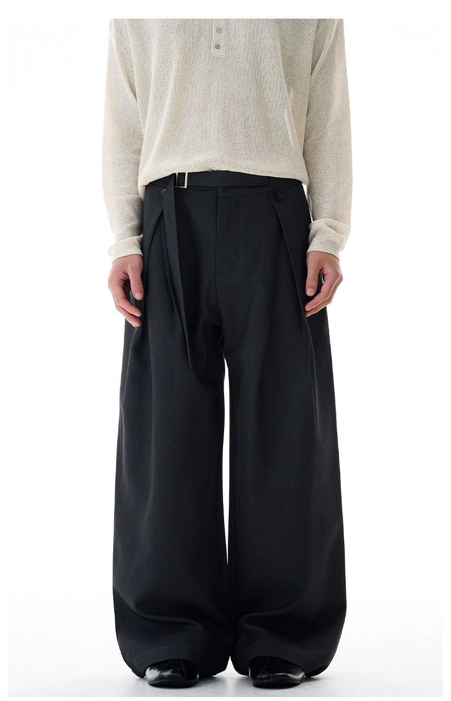 Sand Crest Draped Wide Trousers