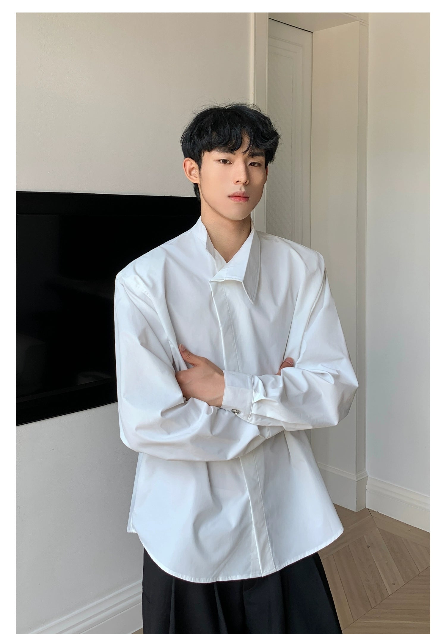 Asymmetric Collar Dress Shirt
