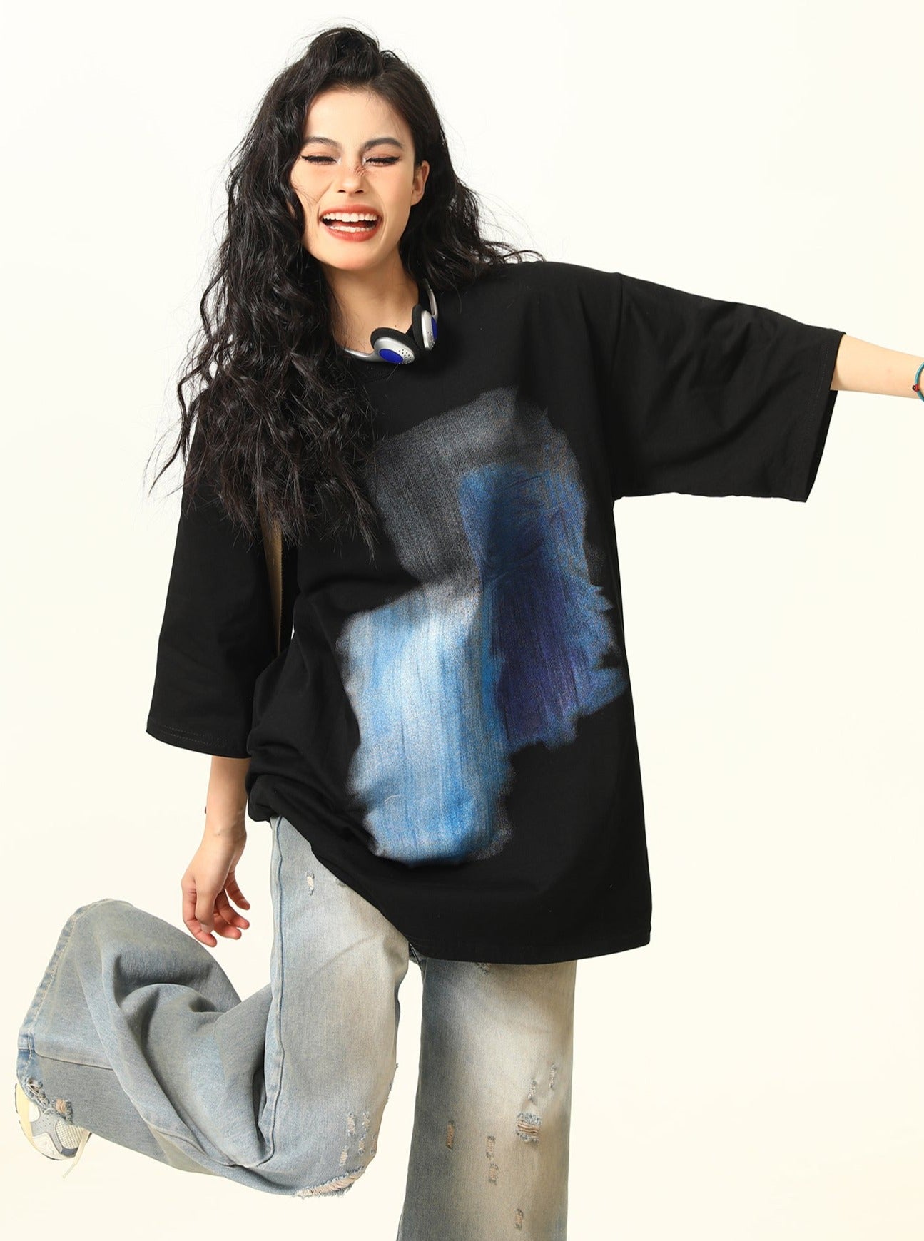 Abstract Watercolor-Style Oversized T-Shirt