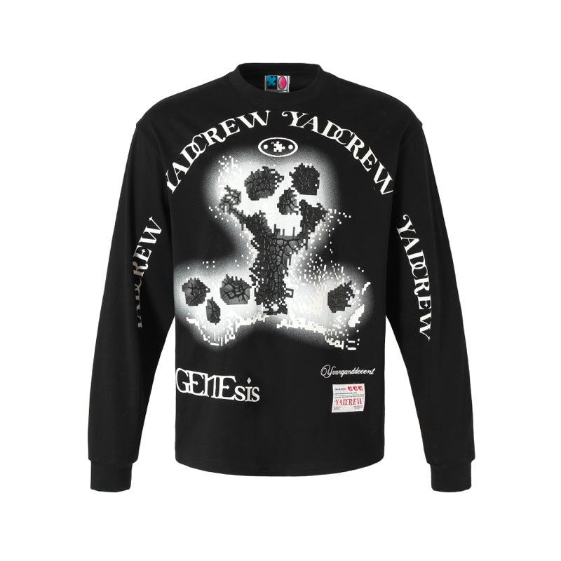 Edgy Skeleton Graphic Print Long Sleeve Tee - chiclara