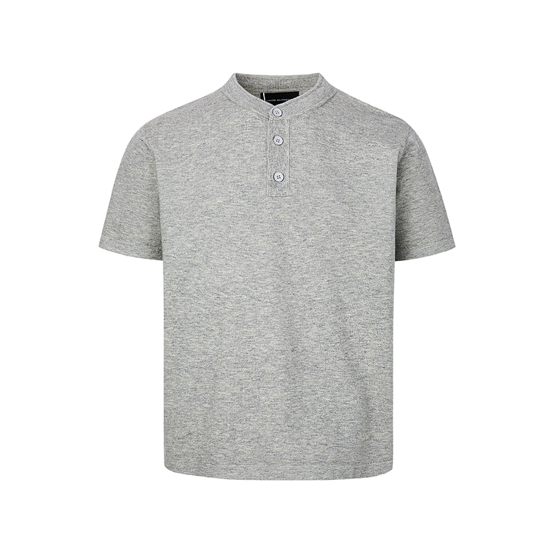 Heather Button Henley Knit Tee