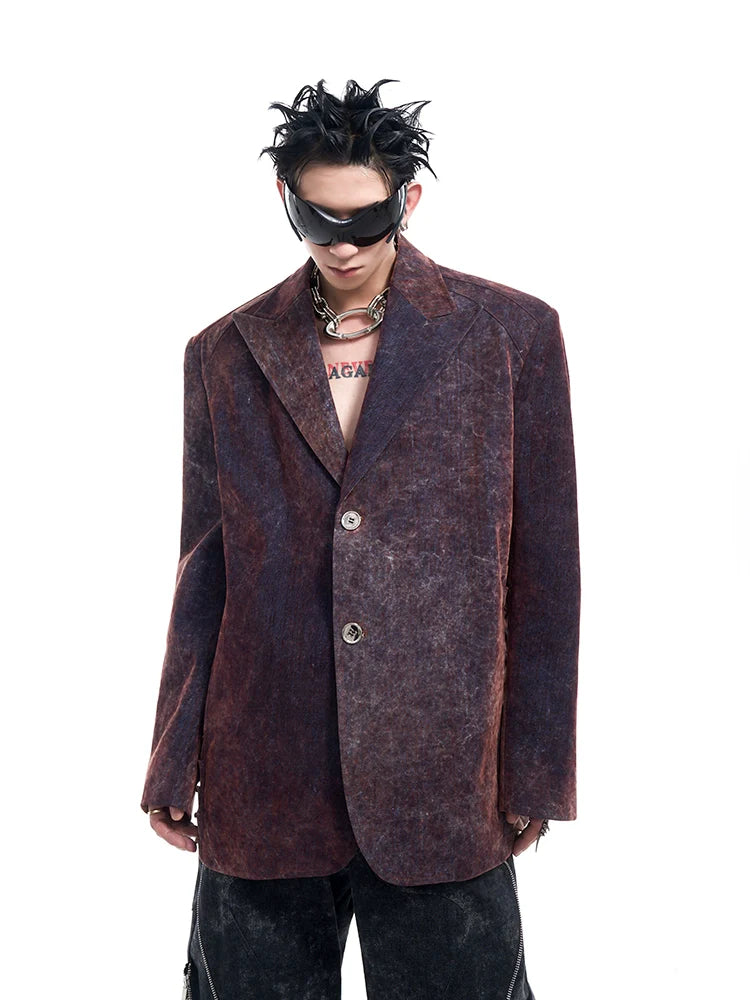 Distressed Velvet Spine Back Blazer