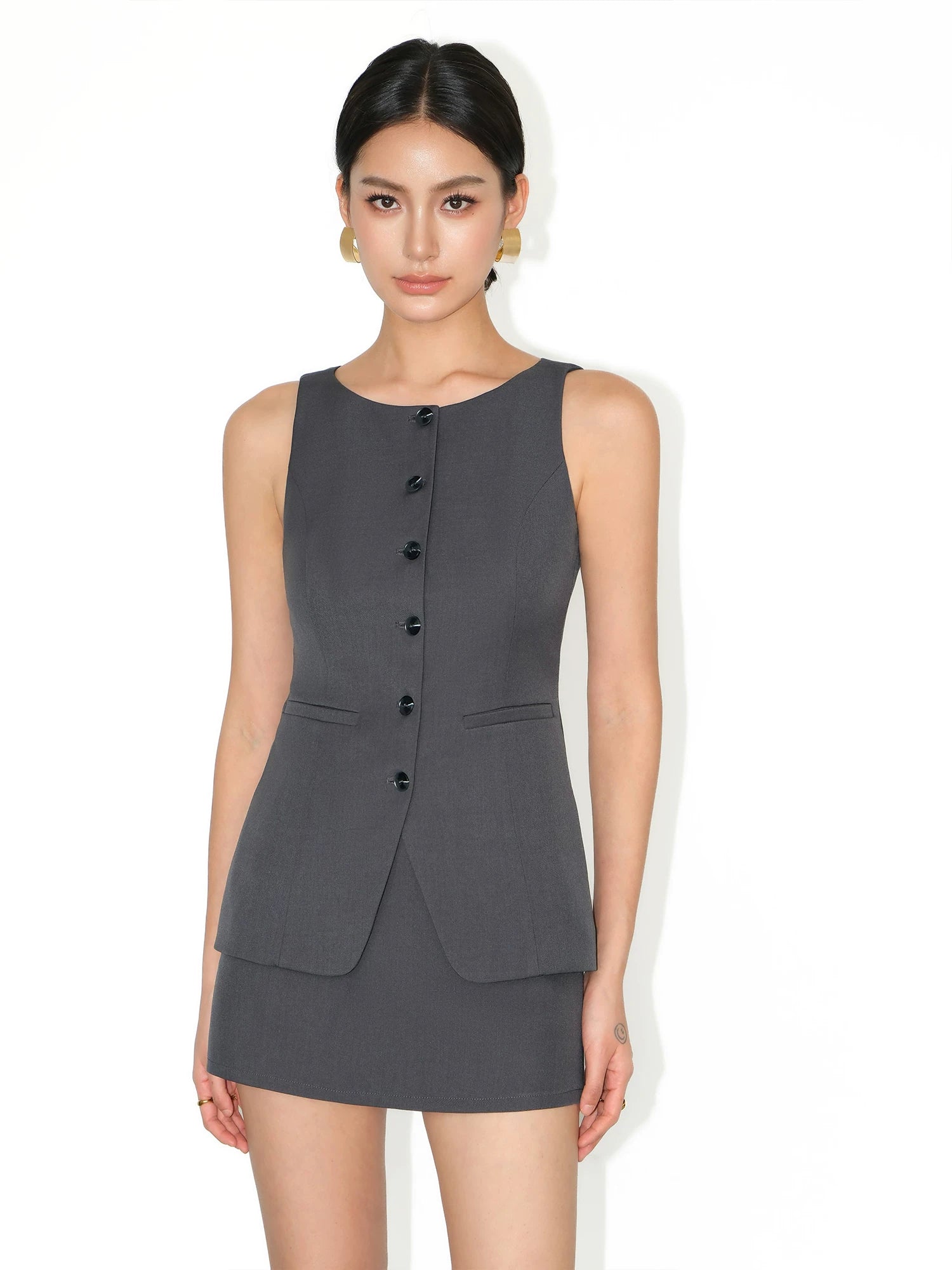 Button Front Tailored Vest