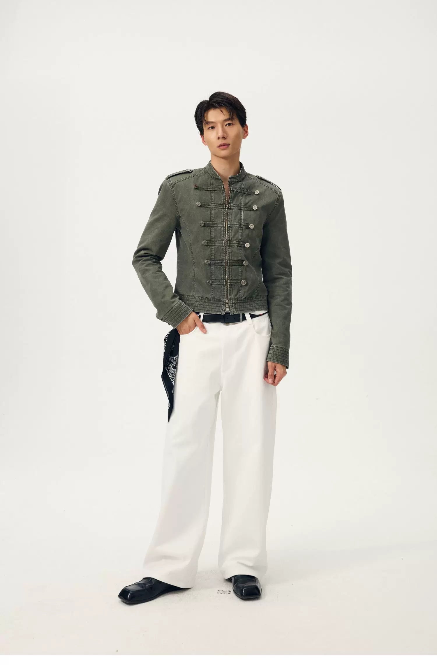 Olive Regiment Cropped Field Jacket