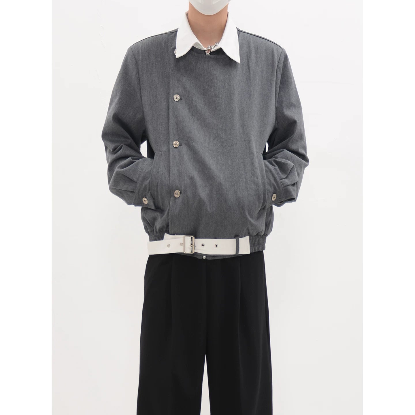 Asymmetric Button Front Blouson Jacket