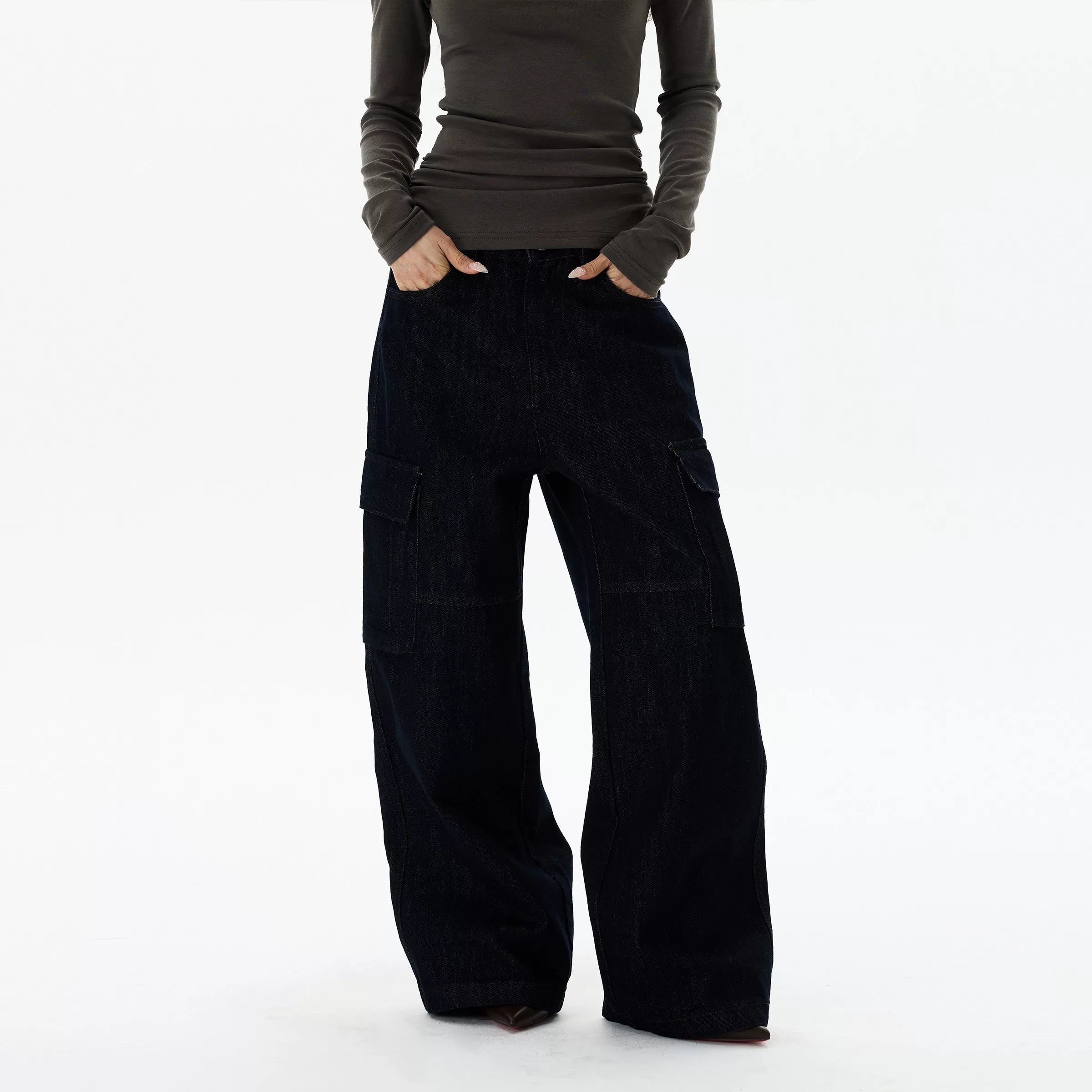 Midnight Cargo Balloon Jeans