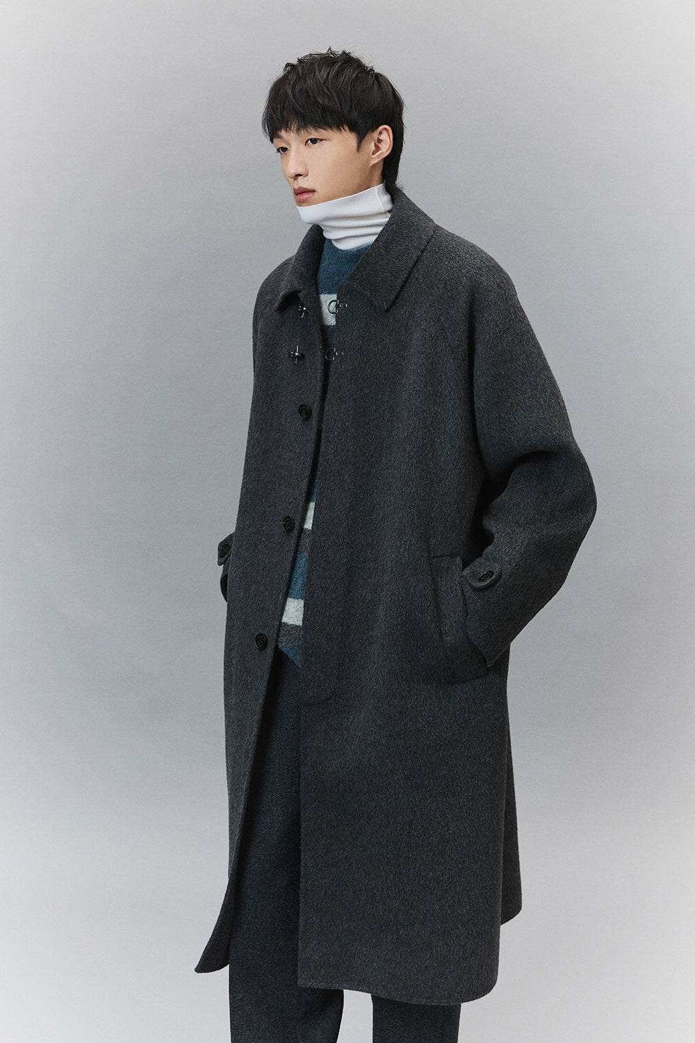 Wool Double-Faced Classic Balmacaan Coat