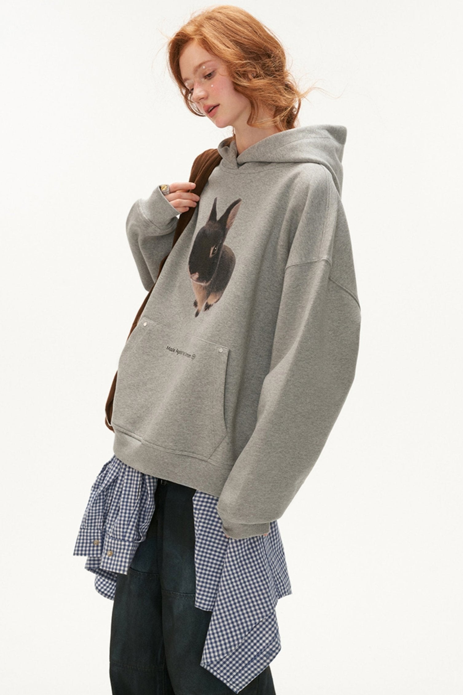 Bunny Print Oversized Hoodie