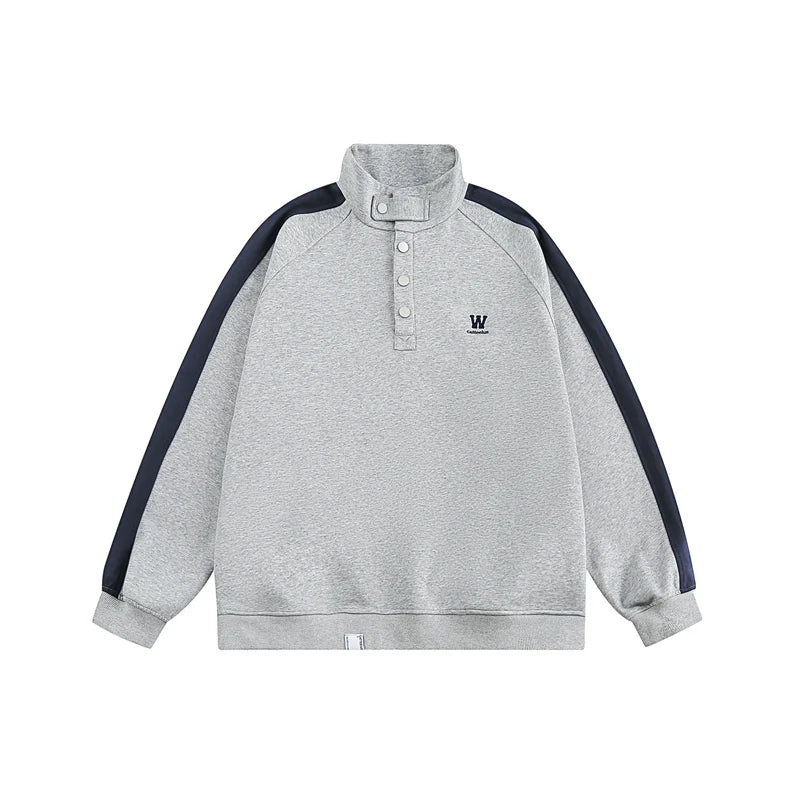 High-Neck Button Sweatshirt