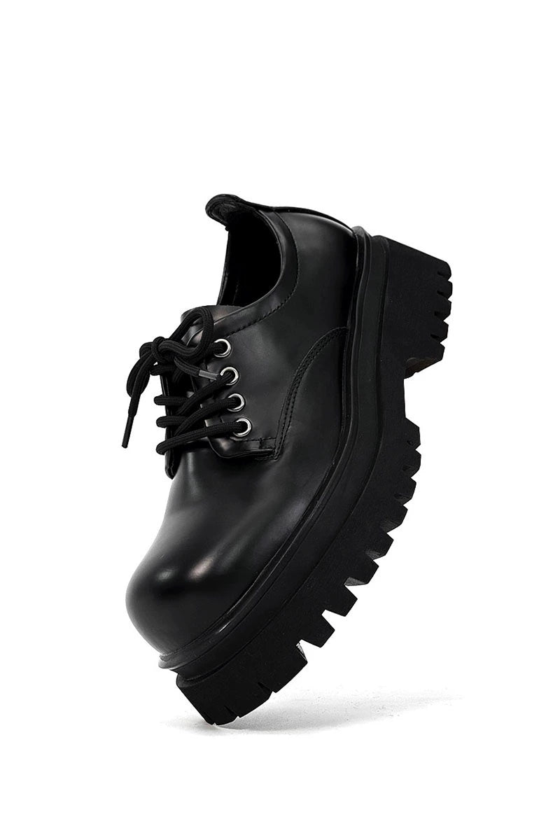 Chunky Black Robust Platform Derby Shoes