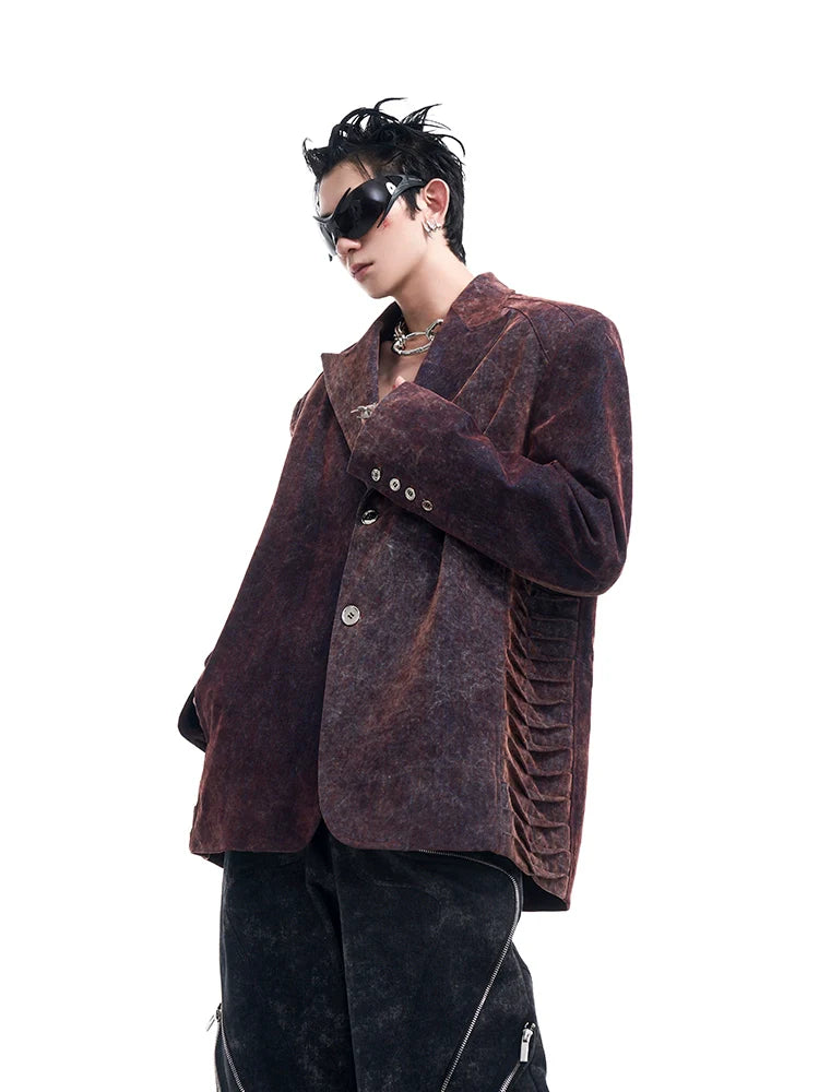 Distressed Velvet Spine Back Blazer