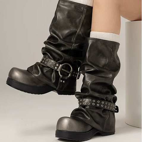 Smokestack Rivet Slouch Boots