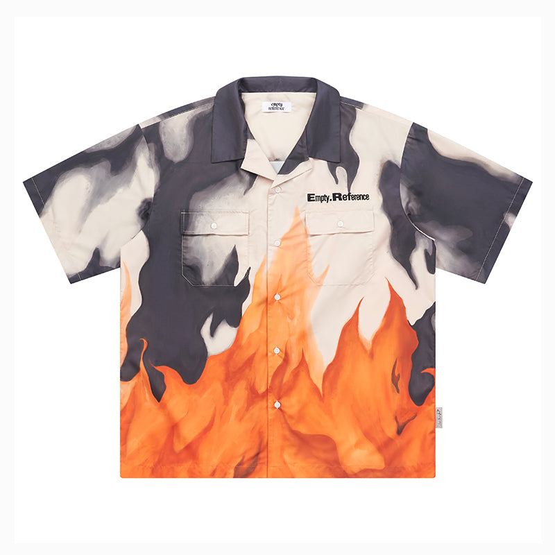 Dramatic Flame Ashes Pocket Short Sleeve Shirt - chiclara