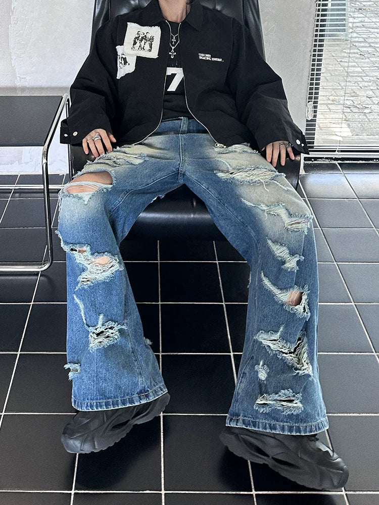Ruinwave Super-Distressed Wide Cargo Jeans