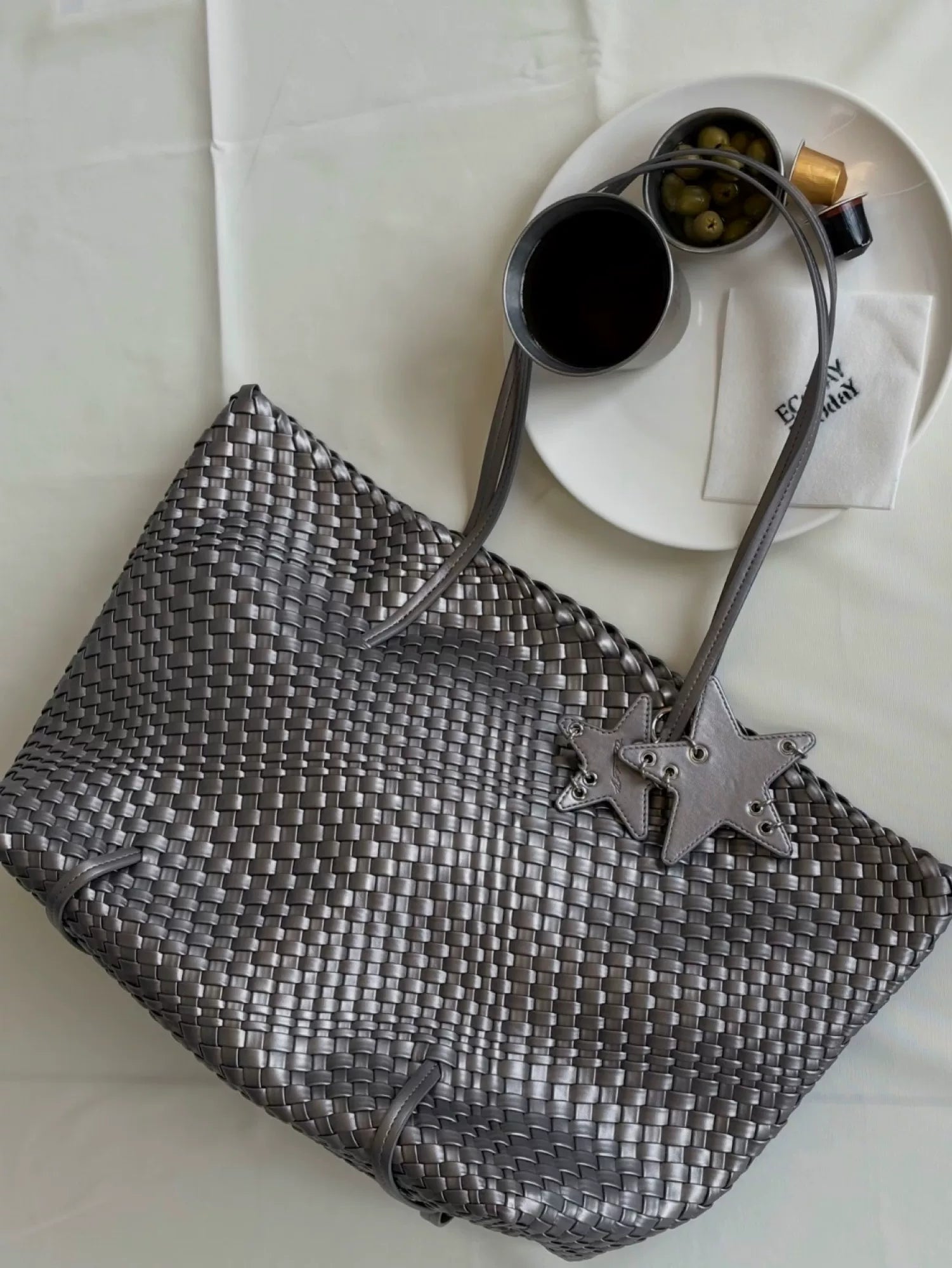 Metallic Woven Wide Commuter Tote - view 2