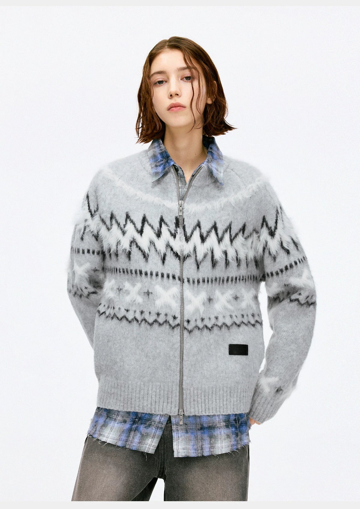 Nordic Frost Zip Knit Cardigan