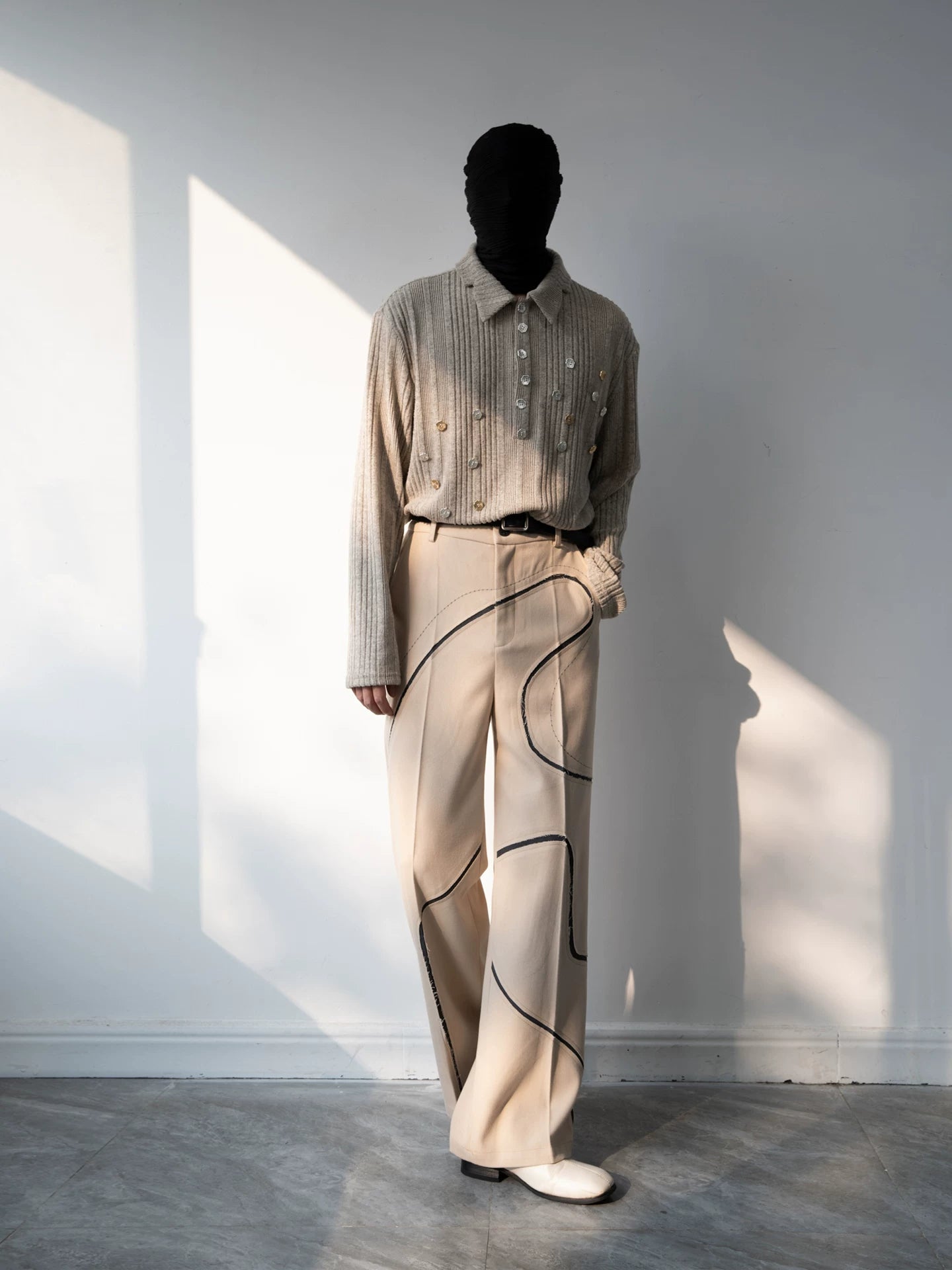 Gilded Scatter Rib Knit Polo Sweater