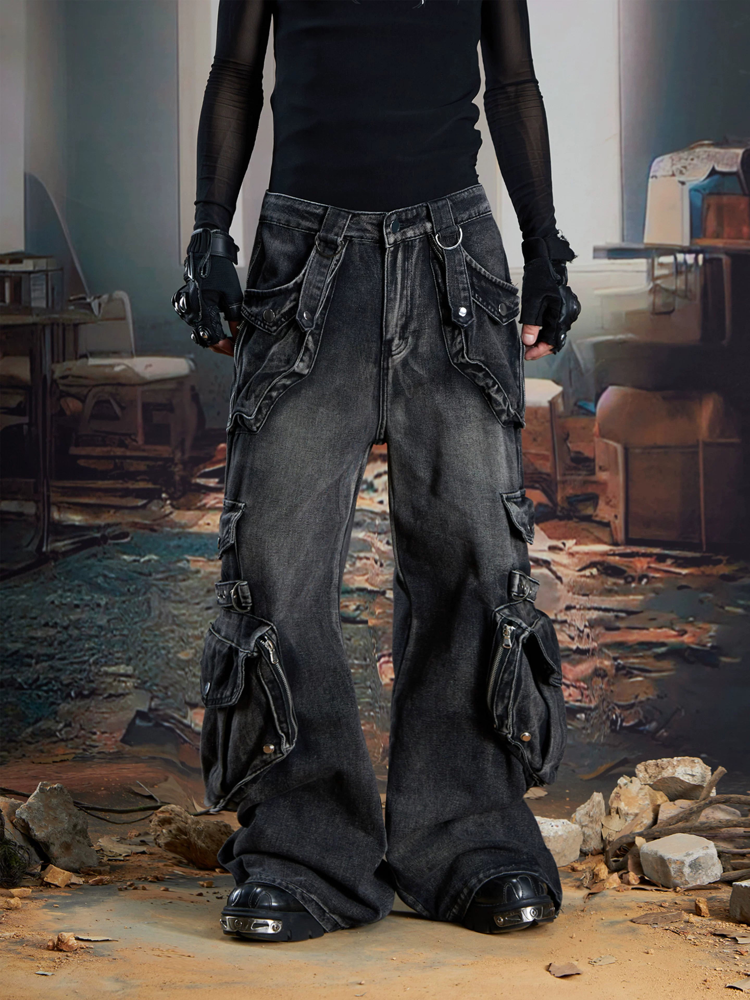 Wasteland Havoc Multi‑Pocket Cargo Jeans
