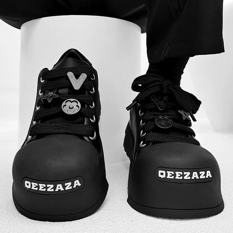 Chunky Black Platform Sneakers with Charms