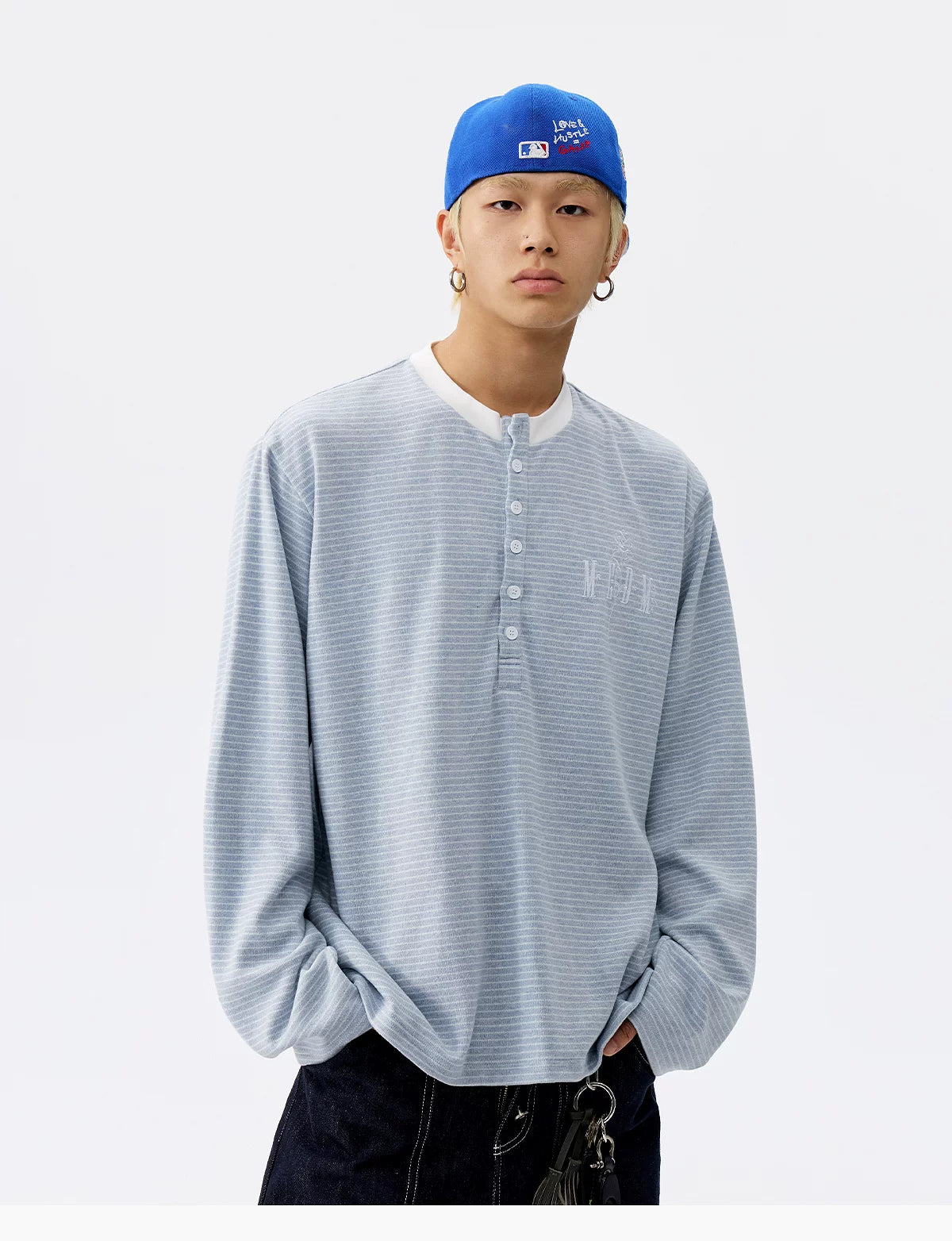Striped Whisper Henley Long-Sleeve