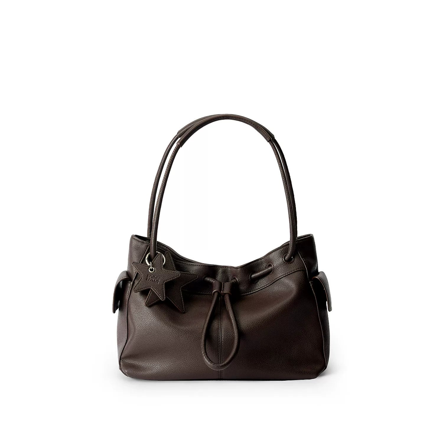 Drawstring Cloud Shoulder Bag - Chestnut Black / Small