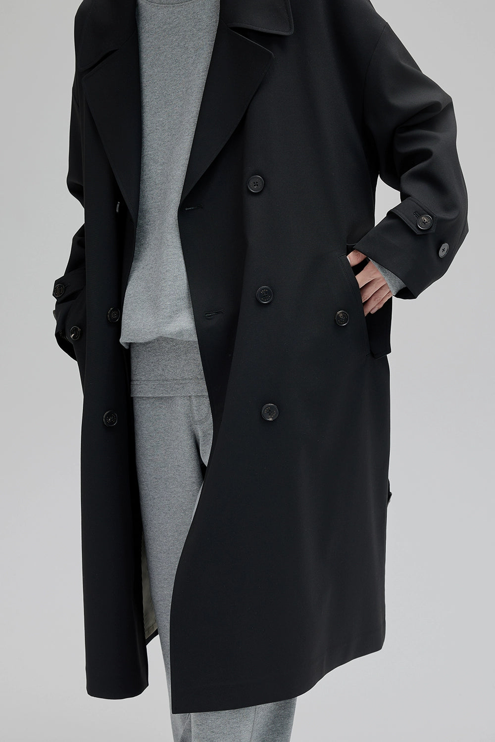 Double-breasted Straight-cut Long Trench Coat