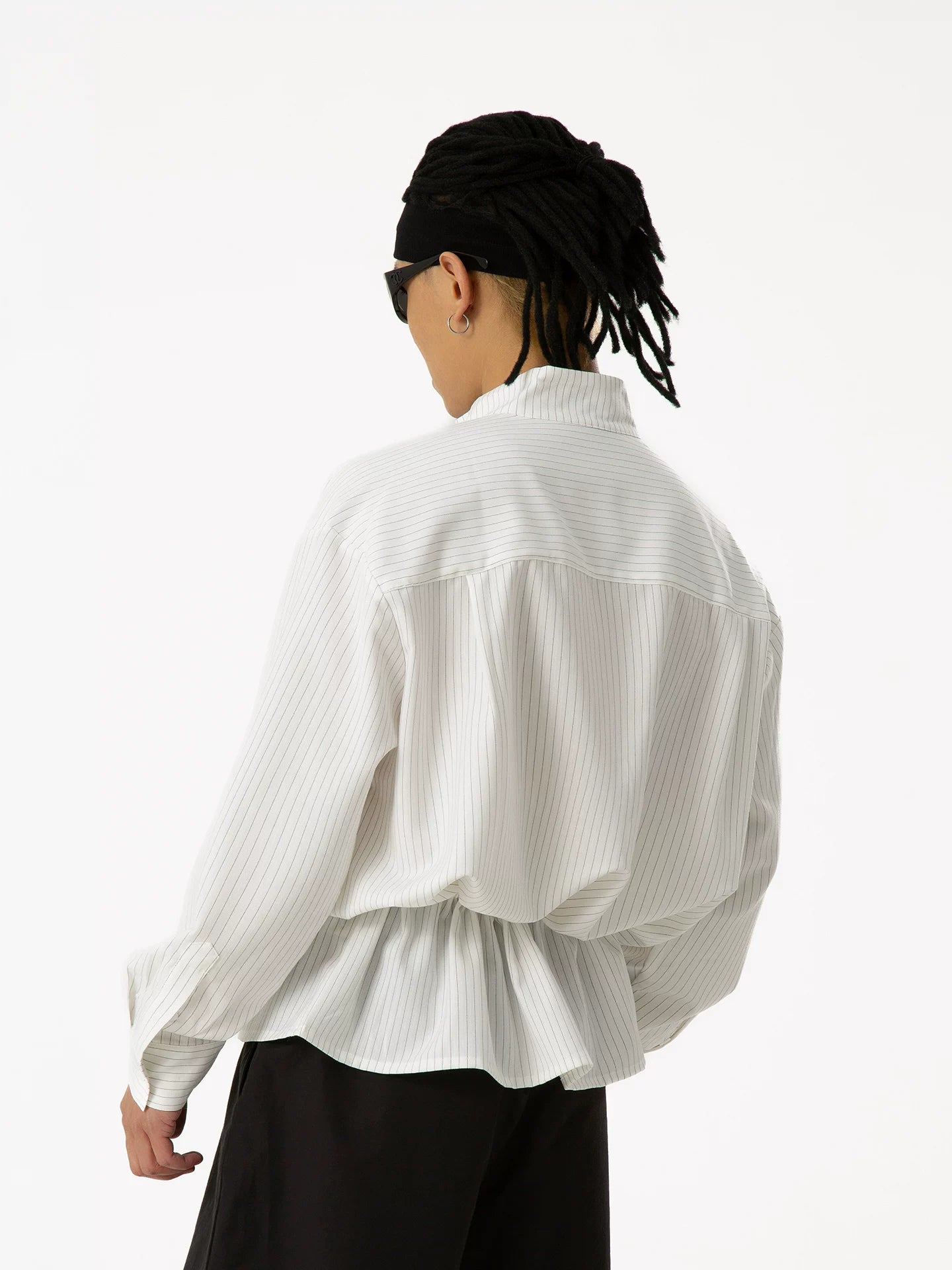 Drawstring Plunge Tunic Shirt