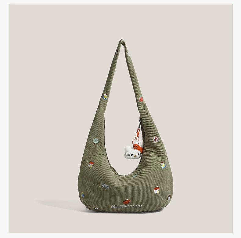 Charm Corduroy Hobo Bag