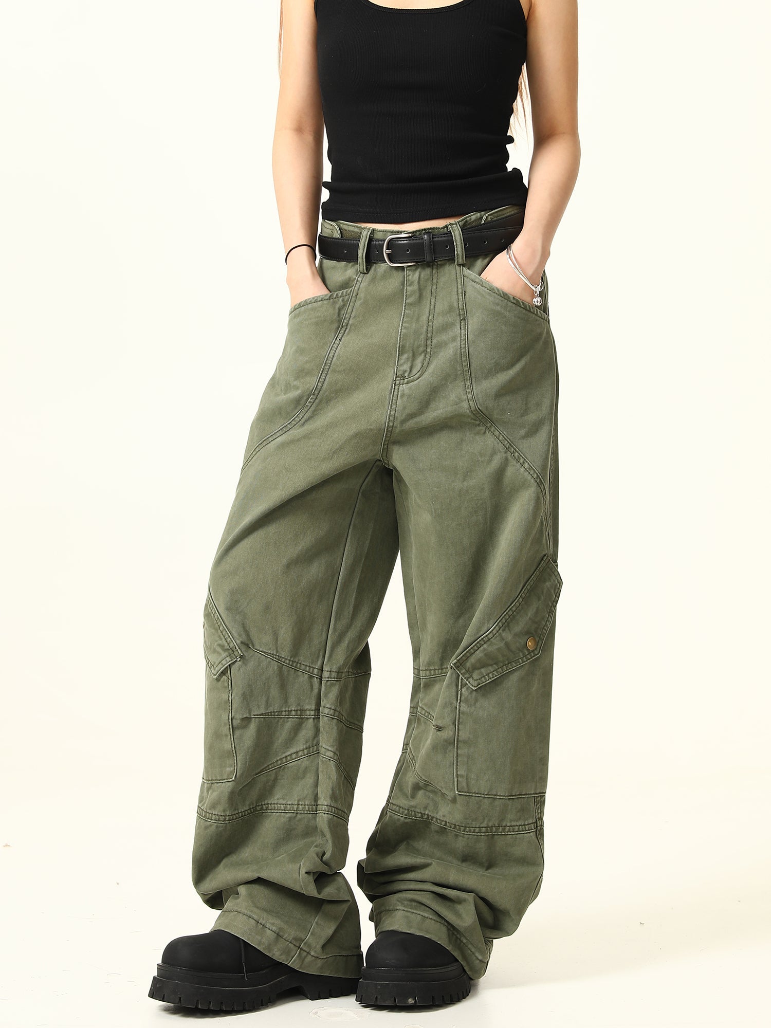 Military Cargo Wide Leg Pants