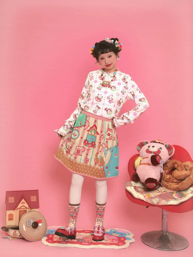 Sweet Bear Tea Party Knit Skirt