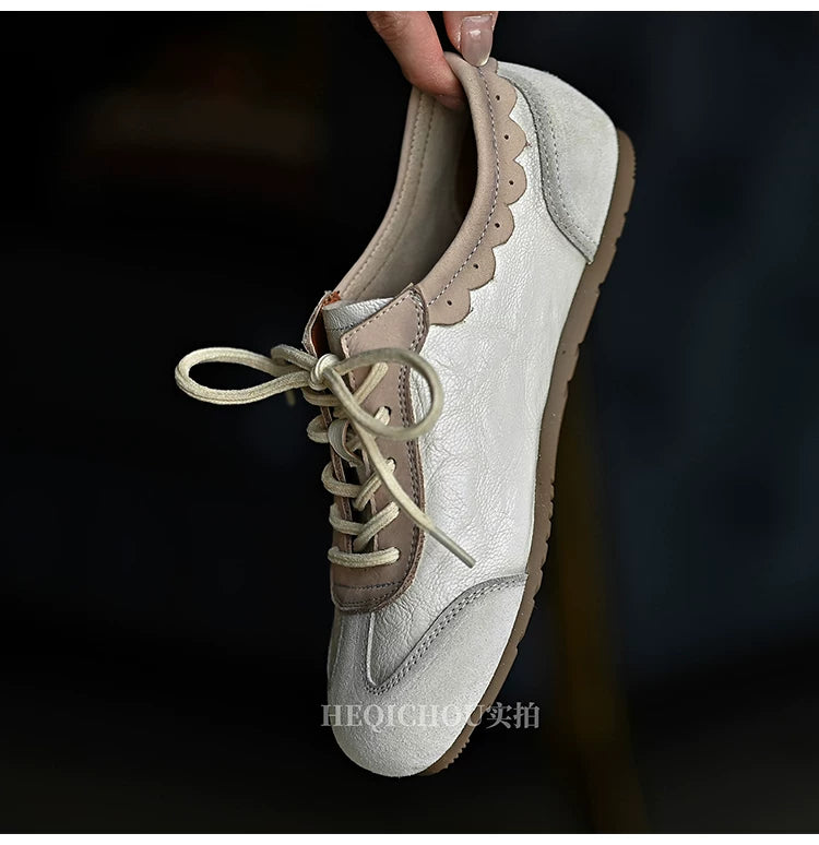 Alba Retro Lace-Up Leather Sneakers