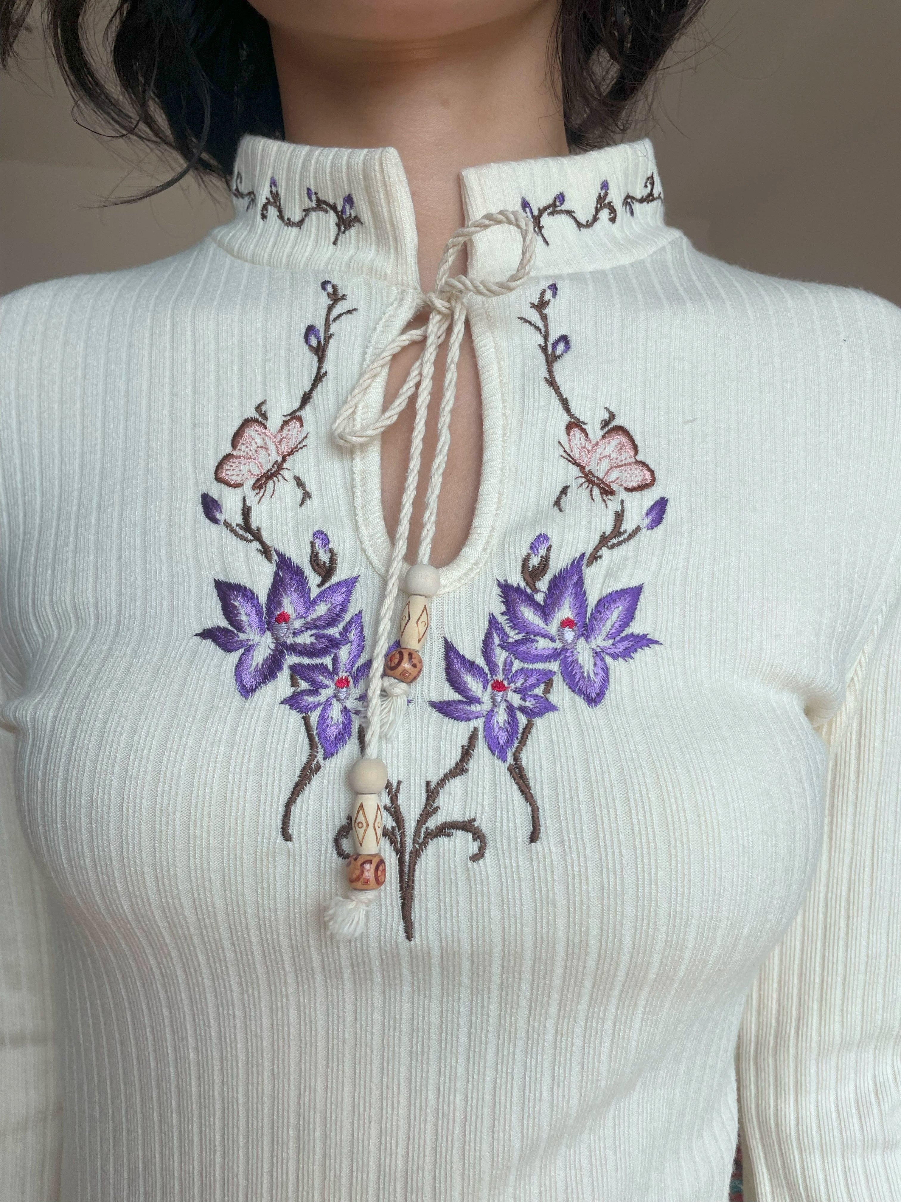 Floral Mandarin Sweater