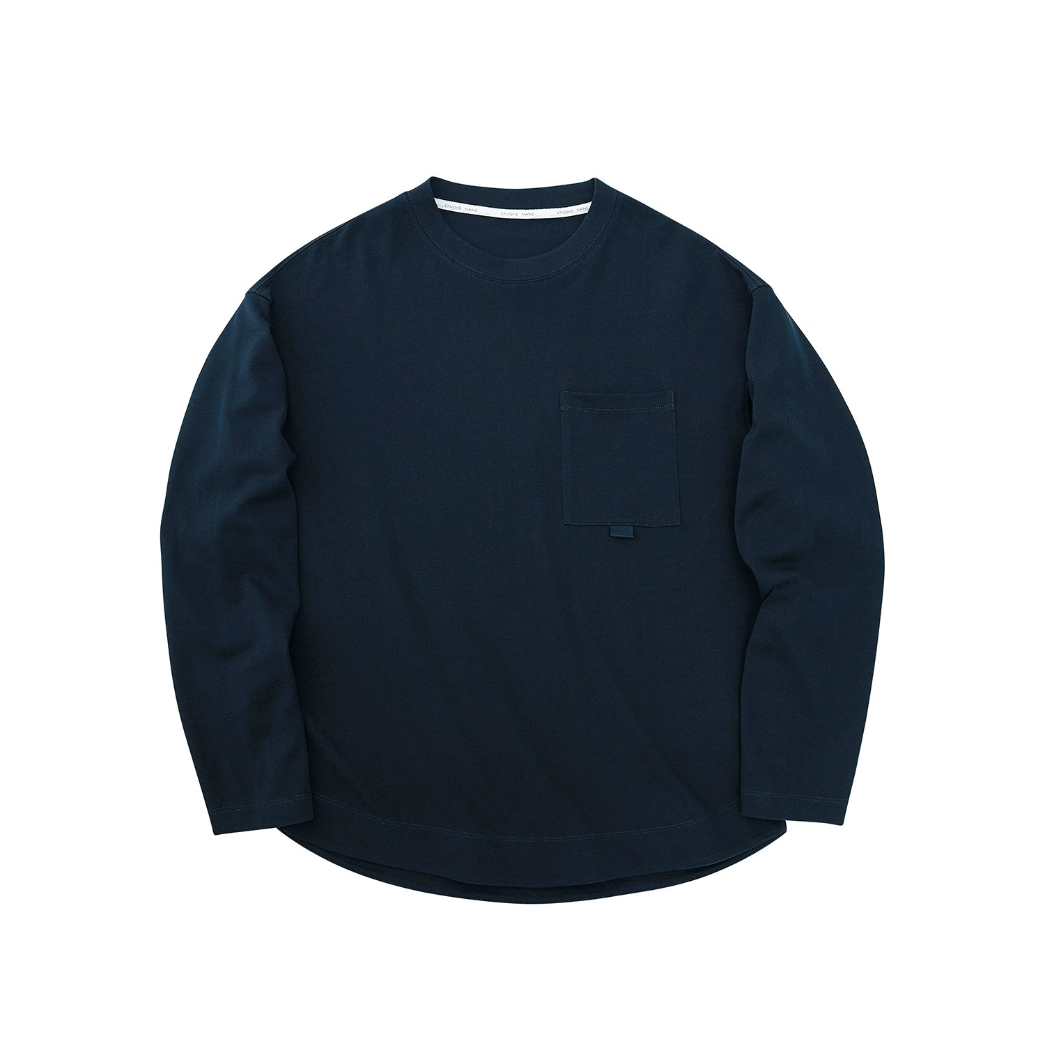 Loop-Pocket Round Neck Long Sleeve