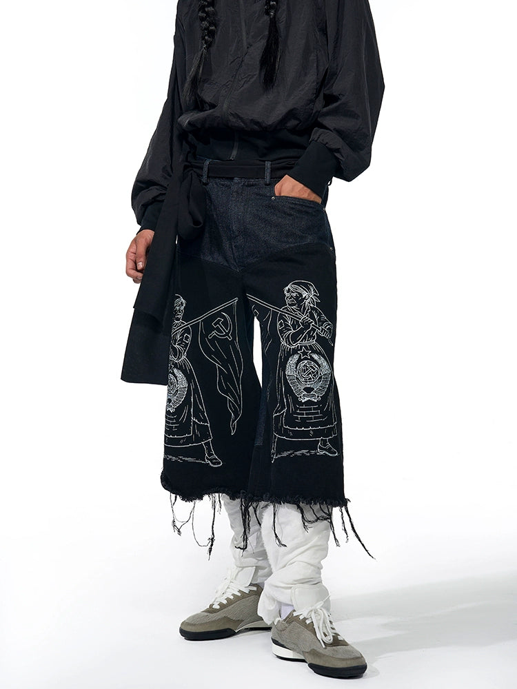 Black Streetwear Graphic Shorts
