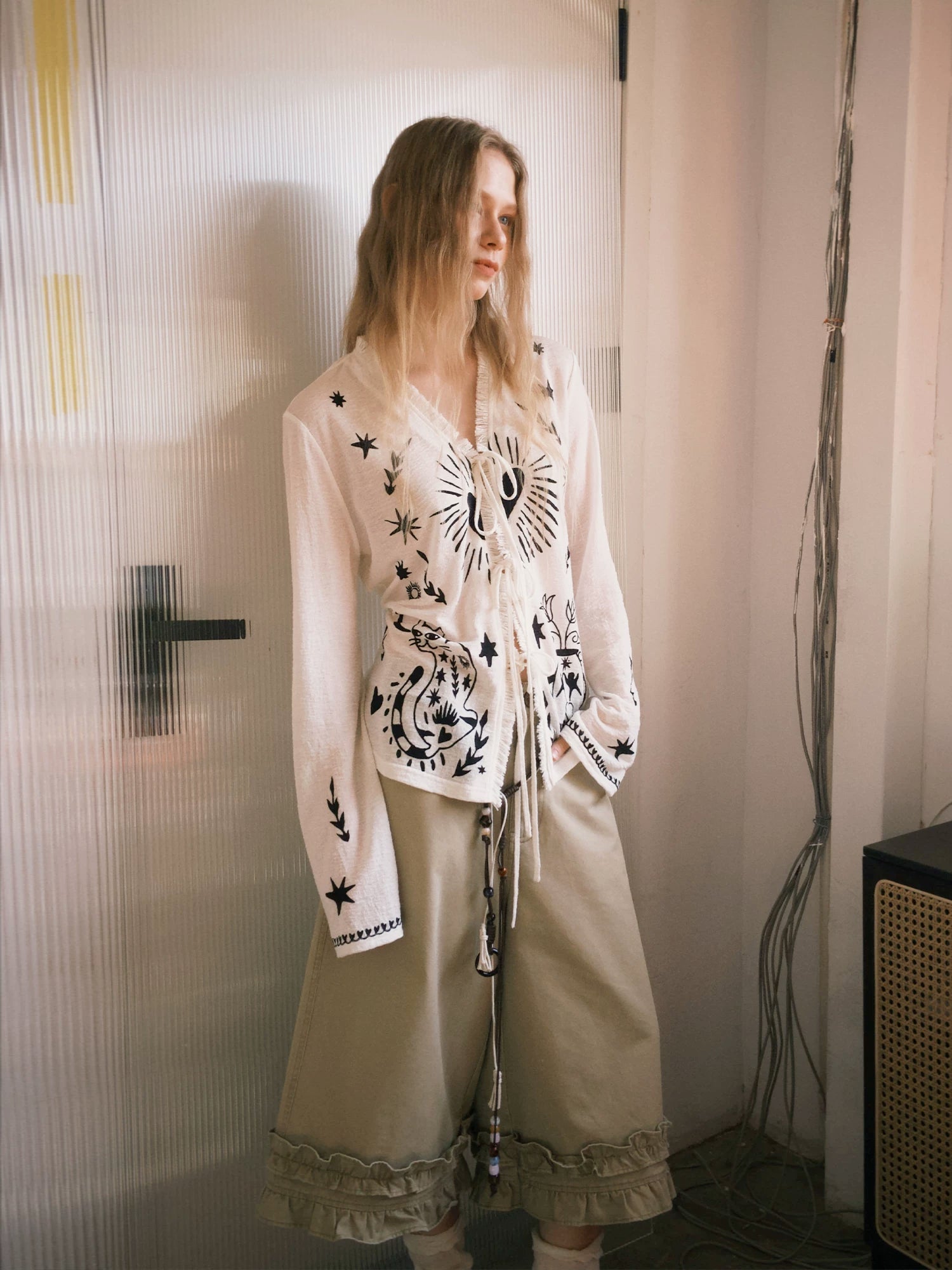 Celestial Familiar Spellbound Tie‑Front Cardigan