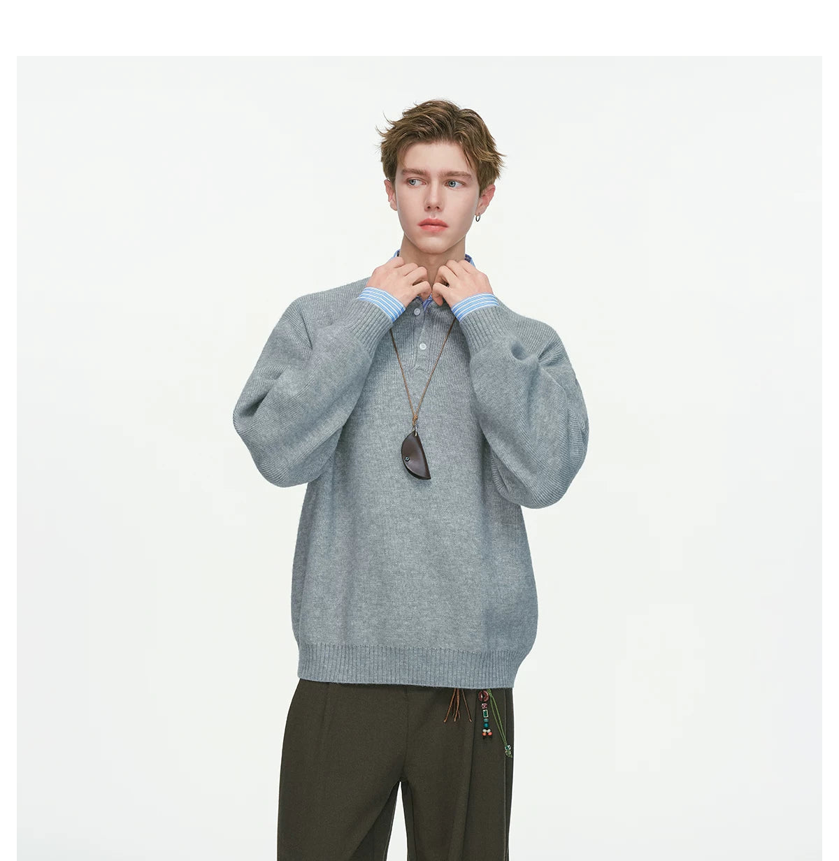 Oxford Layer Knit Polo Sweater